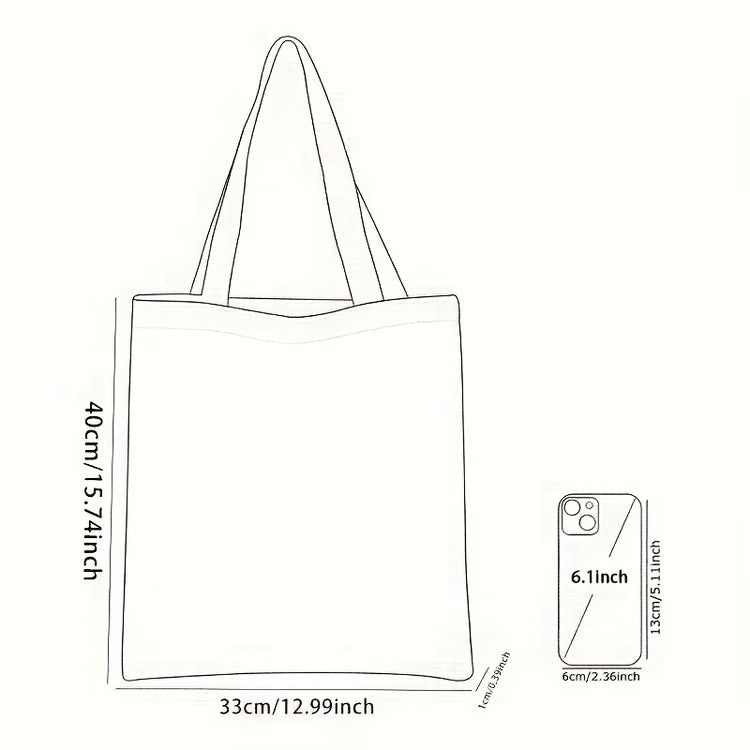 Tulip Print Canvas Tote Bag Reusable Floral Handbag