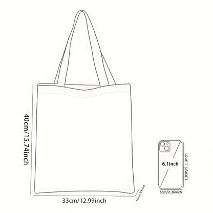 Tulip Print Canvas Tote Bag Reusable Floral Handbag